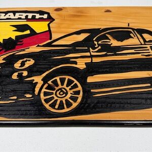 Abarth Car Art on Wood
